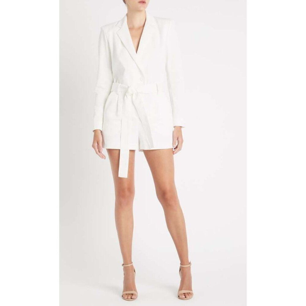 Iro Authentic Hana Playsuit Long Sleeve Solid White Mini Jumpsuit Medium 38